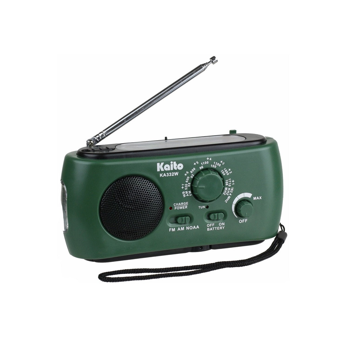 Kaito KA332W Portable Hand Crank Solar AM/FM NOAA Weather Radio Green