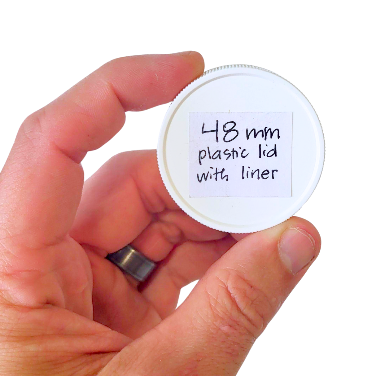 48 mm White Plastic Lids with Pressure Seal