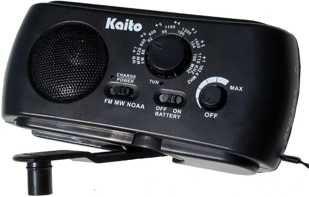 Kaito KA332W Portable Hand Crank Solar AM/FM NOAA Weather Radio Black