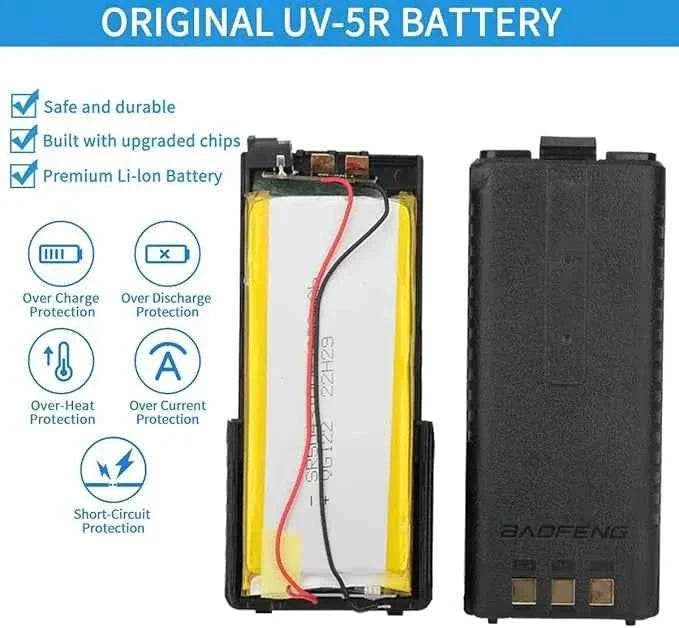Baofeng UV-5R Battery - 3800mAh Extended Battery with USB-C Charging Port