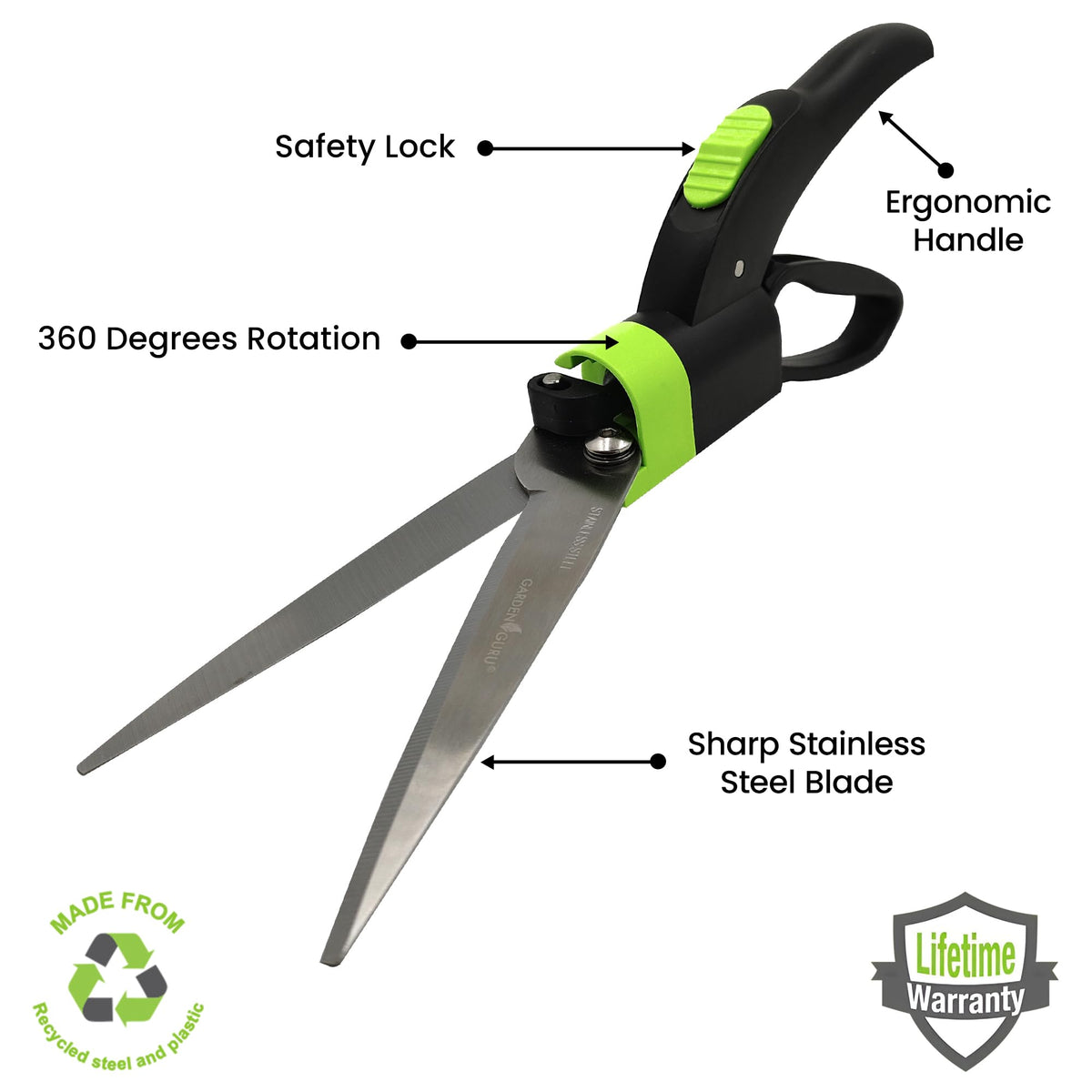 Heavy-Duty 360° Rotating Hand Grass Clipper Scissors