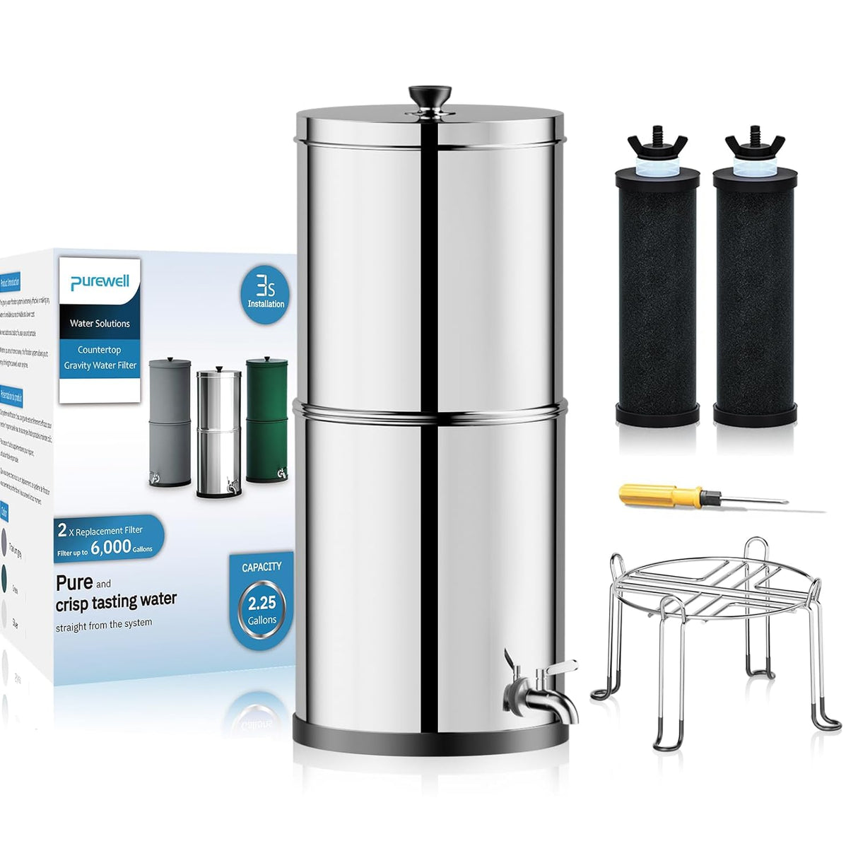 Purewell 3-Stage 0.01μm Ultra-Filtration Gravity Water Filter System