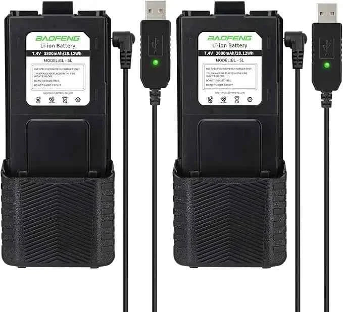 Baofeng UV-5R Battery - 3800mAh Extended Battery with USB-C Charging Port