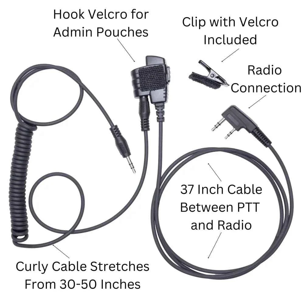 SMC cable (Shoot, Move, Communicate) Baofeng, Yaesu radios to Auxiliary Port for Electronic Earmuffs