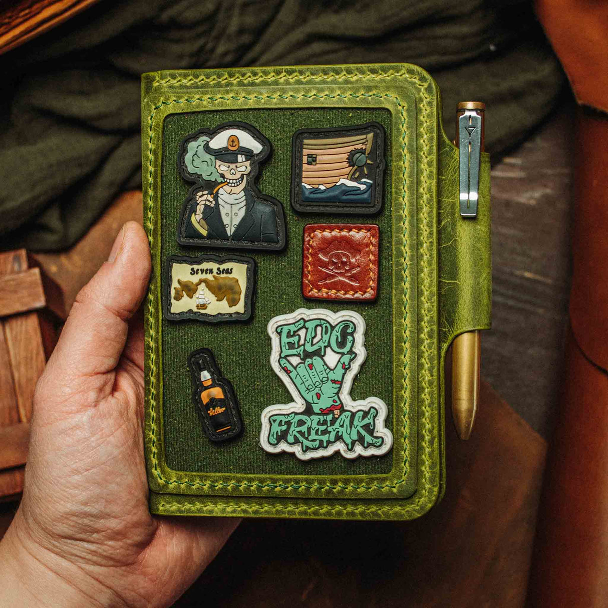 Pirate Goods Quartermaster v2 Passport Wallet – Leather Travel EDC Organizer with Velcro Panel & Field Notes Holder