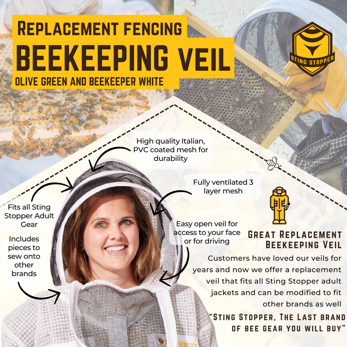 Round or Fencing Beekeeping Veil