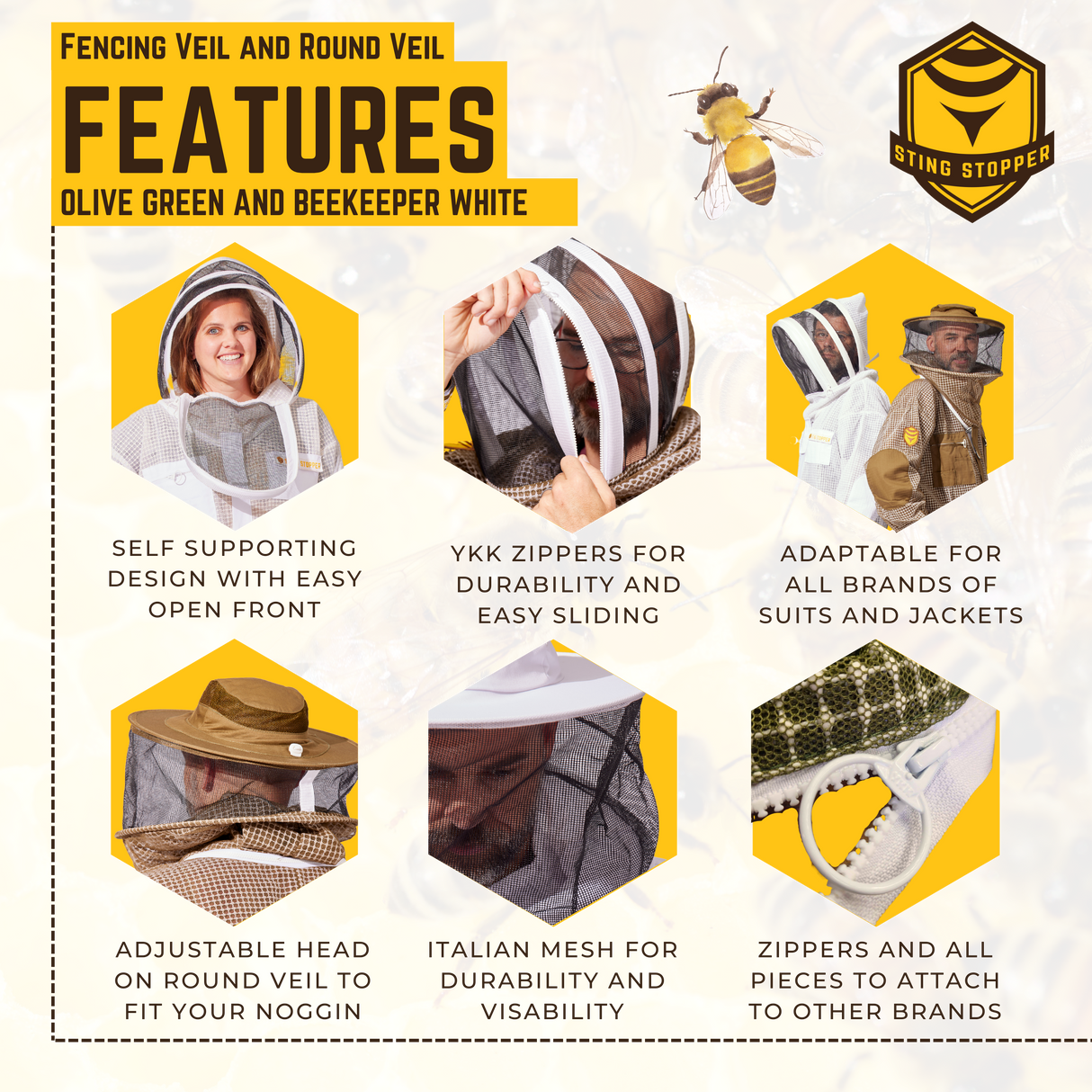 Round or Fencing Beekeeping Veil