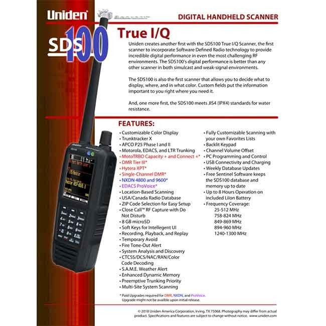 SDS100 Uniden Police Scanner Bundle