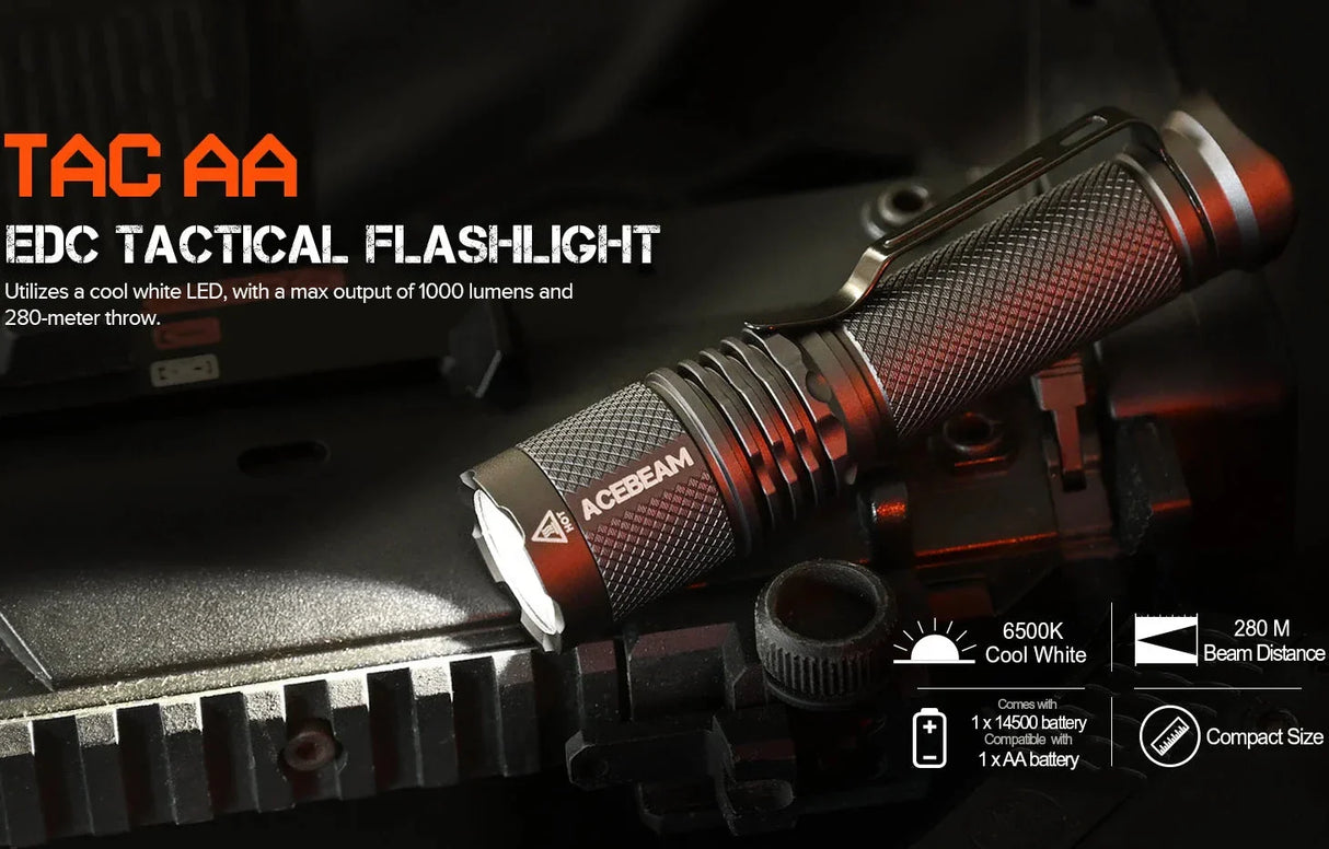 Exclusive Acebeam TAC Flashlight AA / 14500 ( Includes USB-C 14500 Rechargeable Battery )