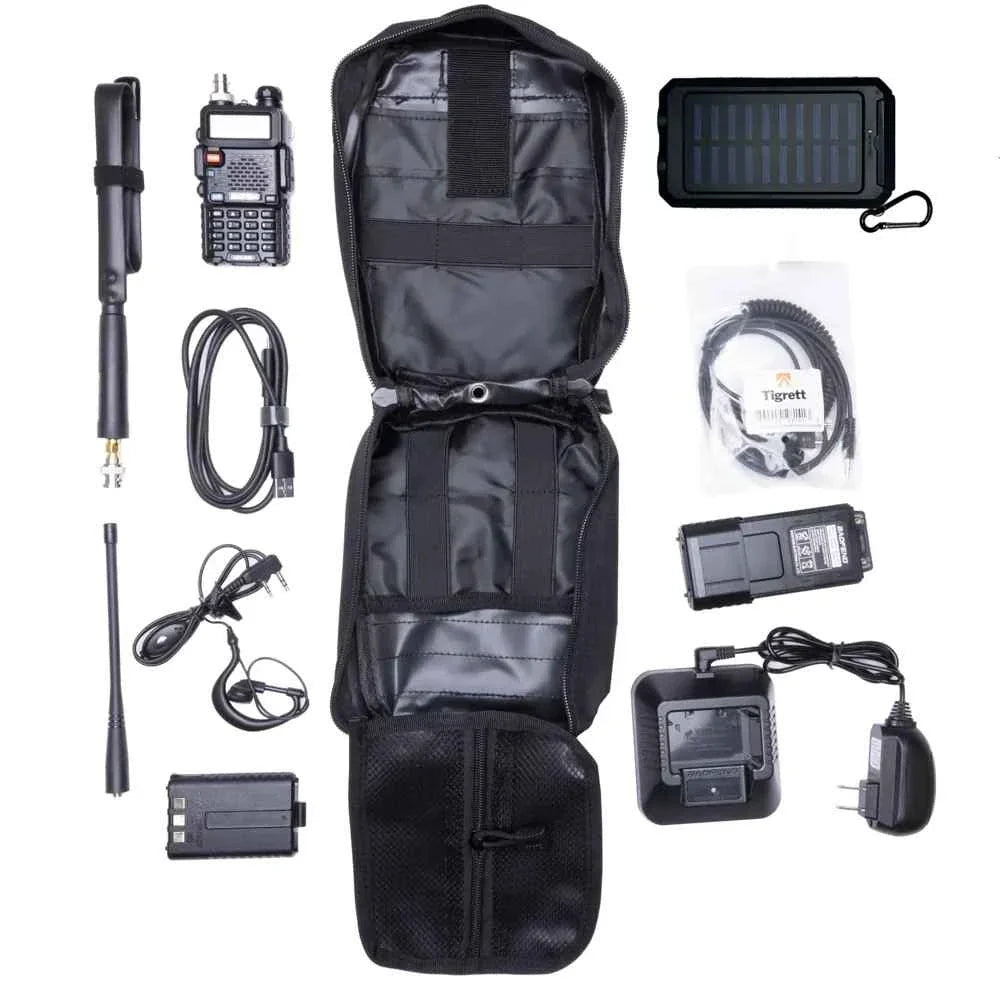 UV5R Radio Go Bag with Solar Charger Bugout Kit