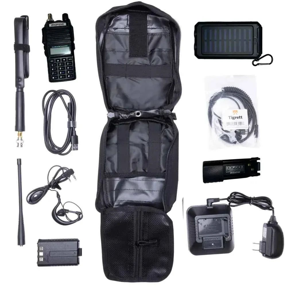 UV82L 8 Watt Radio Go Bag with Solar Charger Programmed Radio Bugout Kit