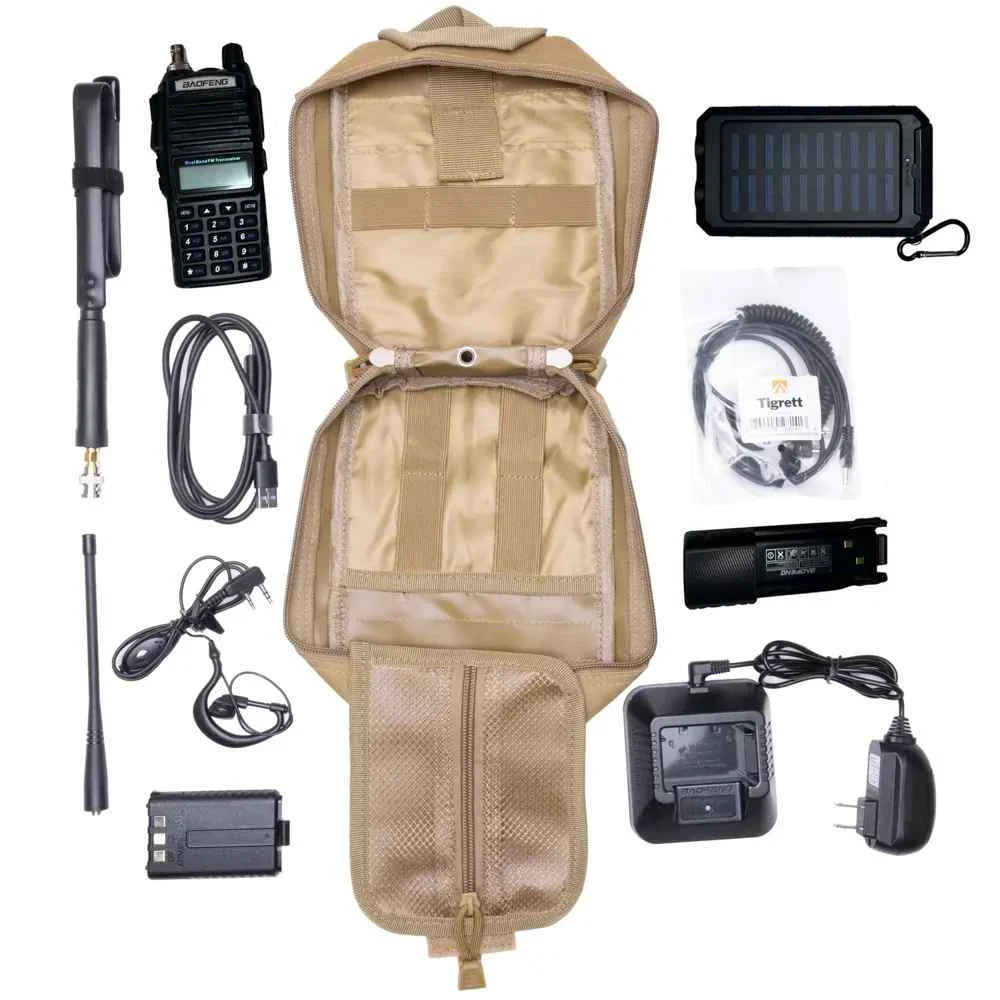 UV82L 8 Watt Radio Go Bag with Solar Charger Programmed Radio Bugout Kit