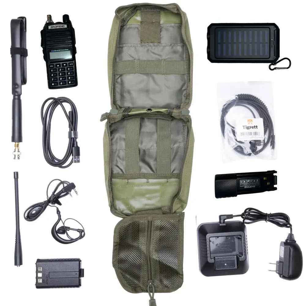 UV82L 8 Watt Radio Go Bag with Solar Charger Programmed Radio Bugout Kit