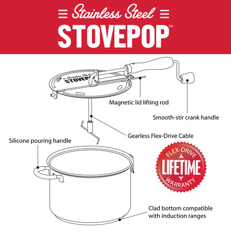 StovePop Stainless Steel Popcorn Popper