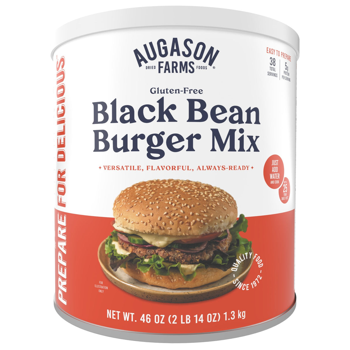 Gluten Free Black Bean Burger Mix Can, 38 Servings