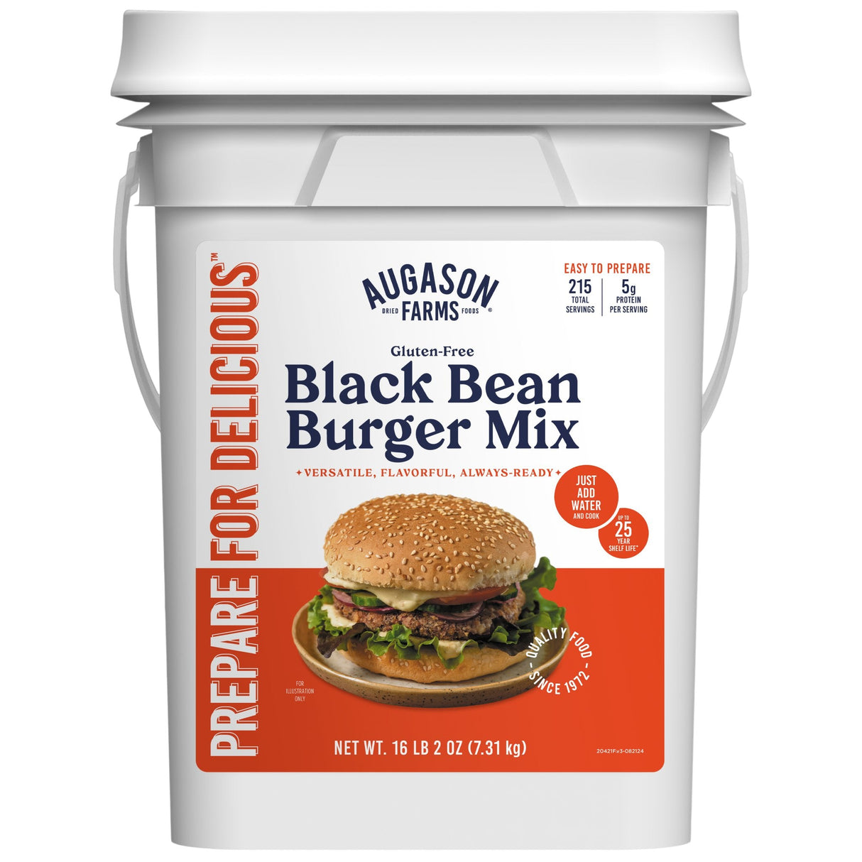 Gluten Free Black Bean Burger Mix 4 Gallon Pail, 215 Servings