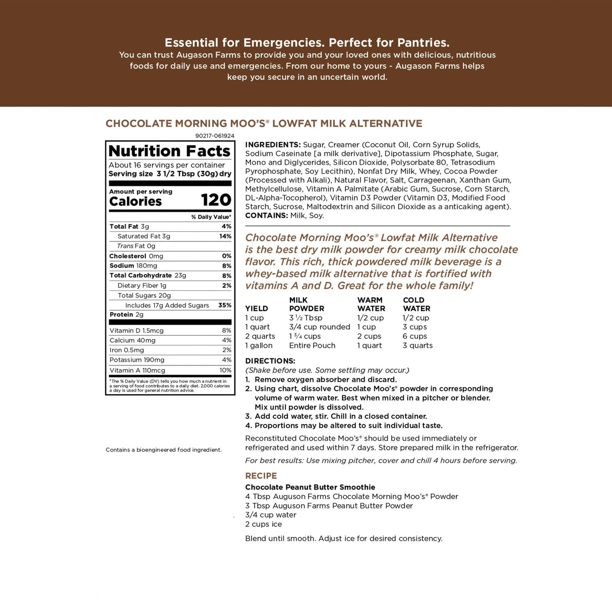 Chocolate Morning Moo's Milk Alternative Pouch, 16 Servings