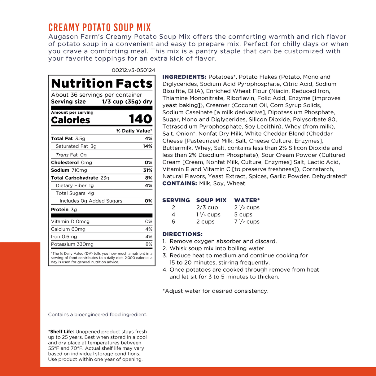 Creamy Potato Soup Mix Can, 36 Servings