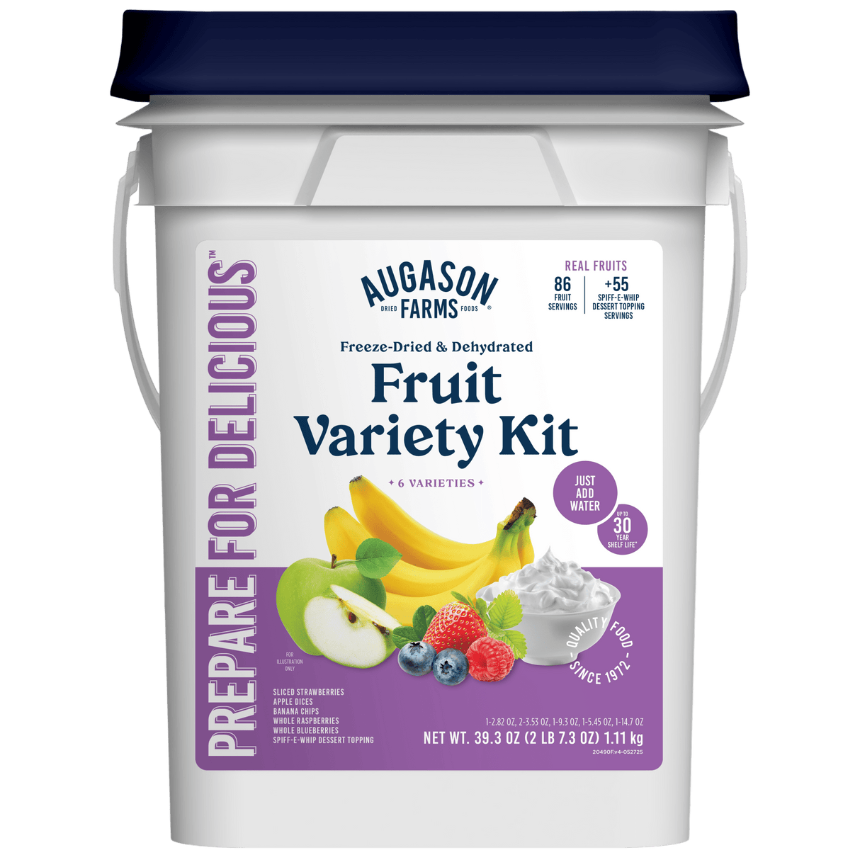 Dehydrated & Freeze Dried Fruit Variety Pail, 86 Servings