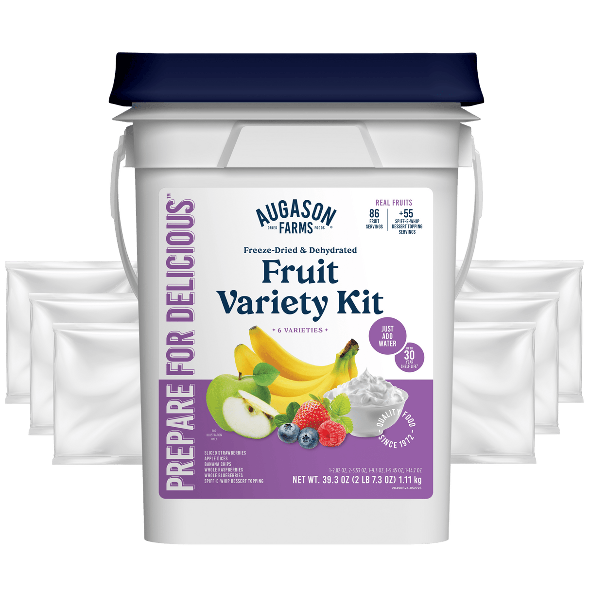 Dehydrated & Freeze Dried Fruit Variety Pail, 86 Servings