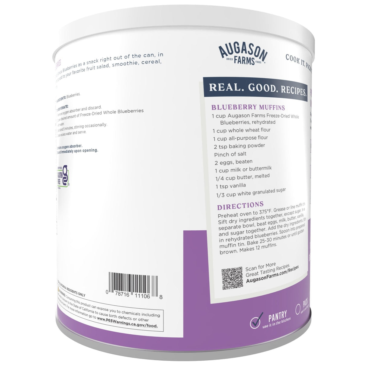 Freeze Dried Whole Blueberries Can, 26 Servings