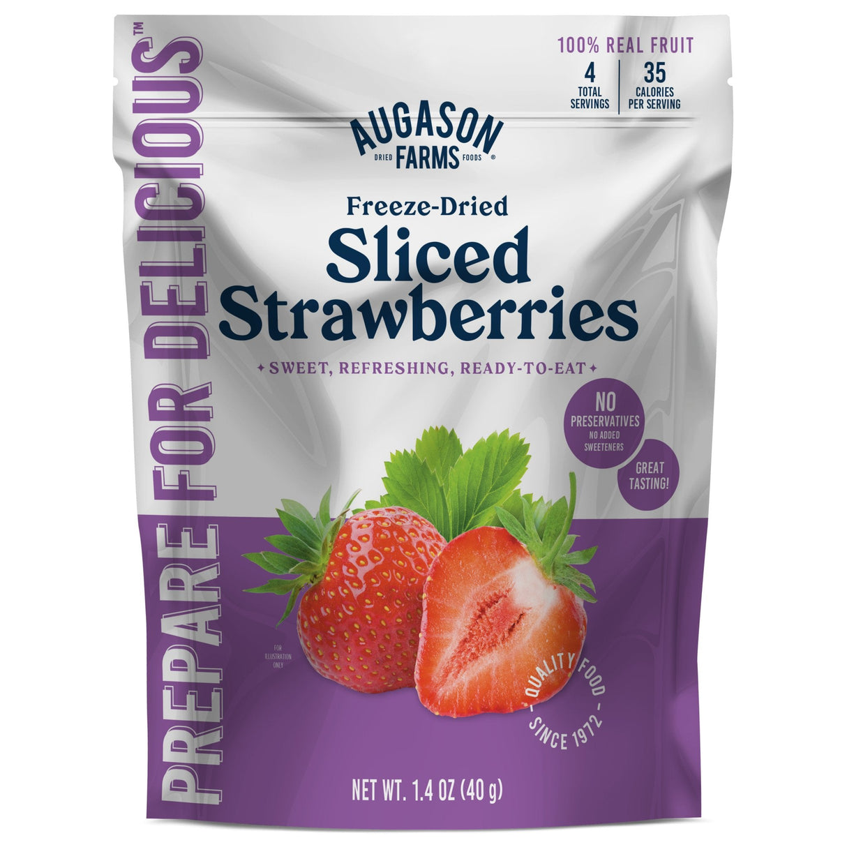 Freeze Dried Sliced Strawberries Pouch, 4 Servings