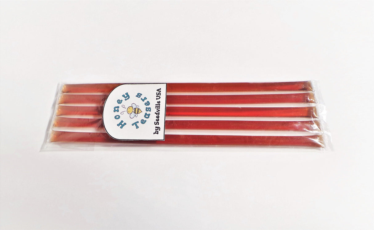 5 Pack GRAPE HONEY TEASERS Natural Honey Snack Sticks Honeystix Straws