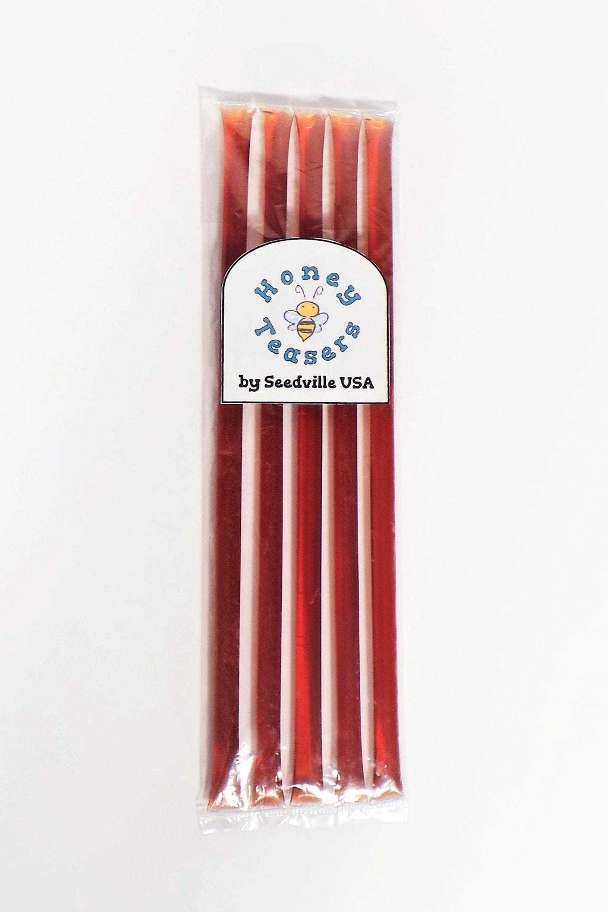 5 Pack CHERRY HONEY TEASERS Natural Honey Snack Sticks Honeystix Straws