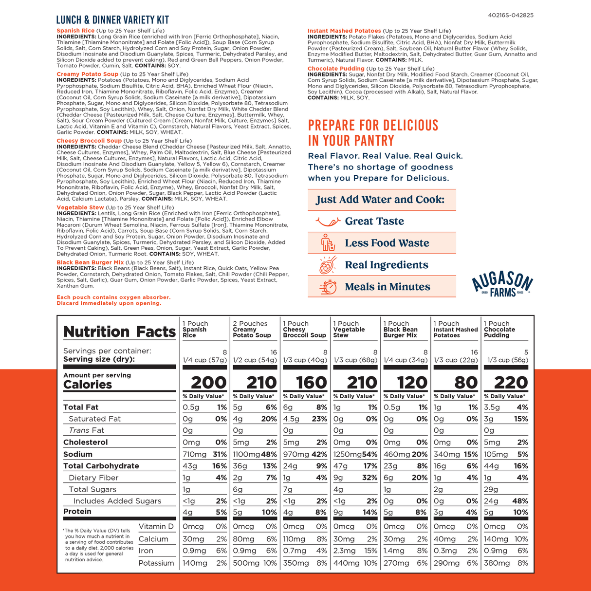 Lunch and Dinner Variety Pail, 113 Servings