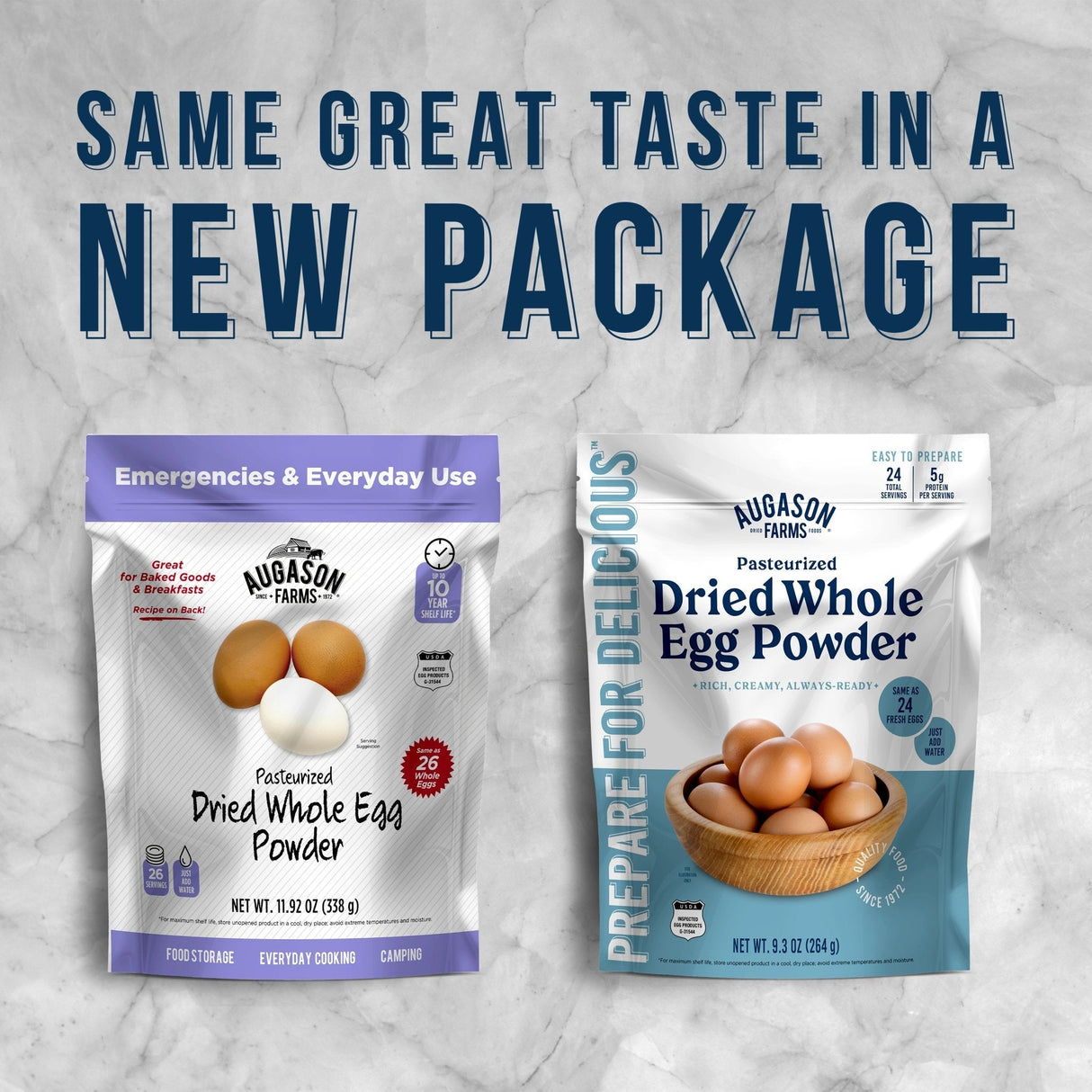 Pasteurized Dried Whole Egg Powder Pouch, 24 Servings
