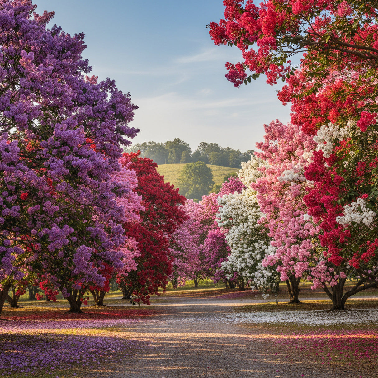 50 MIXED CREPE MYRTLE Lagerstroemia Indica Tree Shrub Crape 6 Color Mix - Red, Purple, Light Pink, Dark Pink, White, & Lilac Flower Seeds
