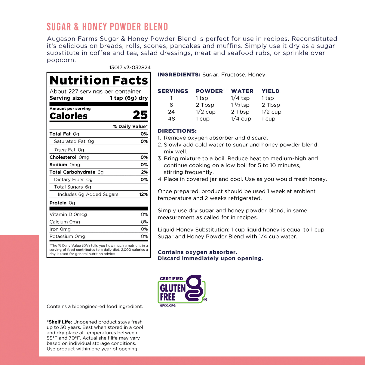 Sugar & Honey Powder Blend Can, 227 Servings