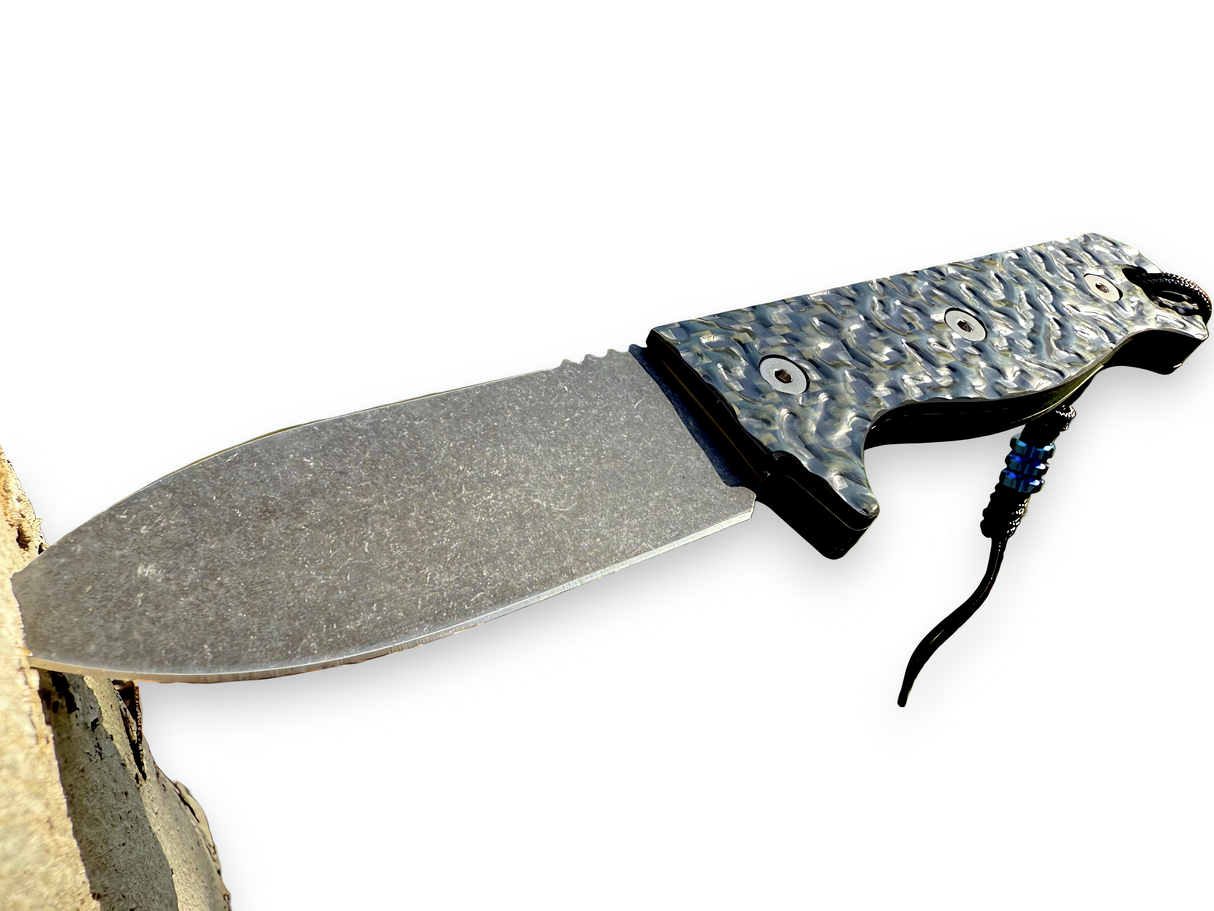 R4A - Ready 4 Action Knife / D2 Fixed Blade ( Contour-Tex Carbon Fiber Scales )