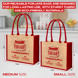 Forjars Reusable Burlap Tote Bags – Available in Two Sizes: Small & Medium