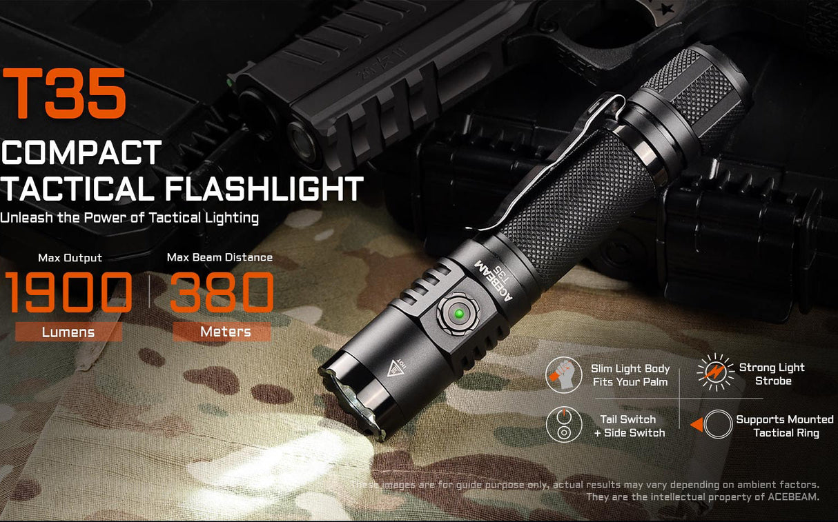 T35 CRTF 18650 Dual Switch Flashlight By Acebeam