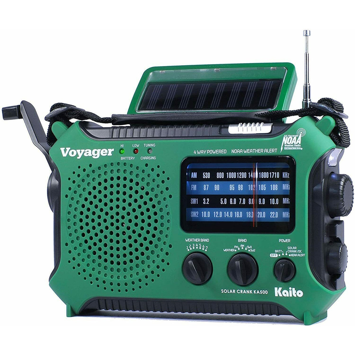 Kaito KA500 AM FM Shortwave Dynamo Solar Crank Emergency Weather Radio Green