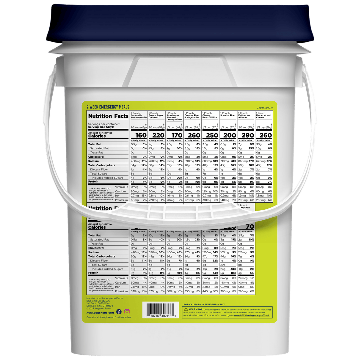 2-Week 1-Person Emergency Food Supply Kit, 119 Servings