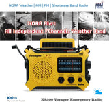 Kaito KA500 Voyager Solar Crank Emergency Weather Alert Radio with Adapter