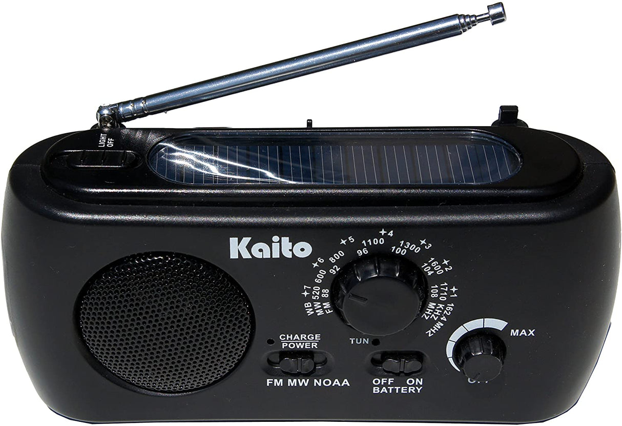 Kaito KA332W Portable Hand Crank Solar AM/FM NOAA Weather Radio Black
