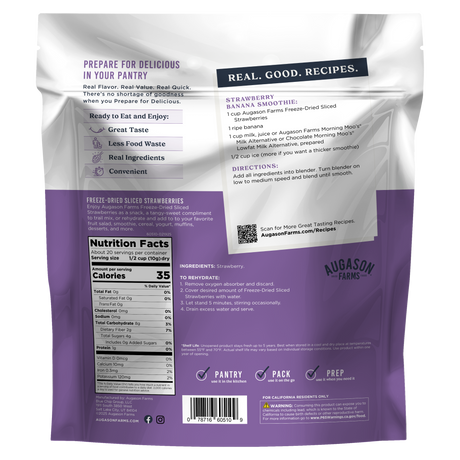 Freeze Dried Sliced Strawberries Family Size Pouch, 20 Servings