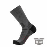 8 Pairs Graphite - Hike Crew Midweight Merino Wool Sock