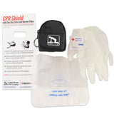 CPR Black Beltloop Keychain Backpack with Faceshield, Gloves, and Cleansing Wipes