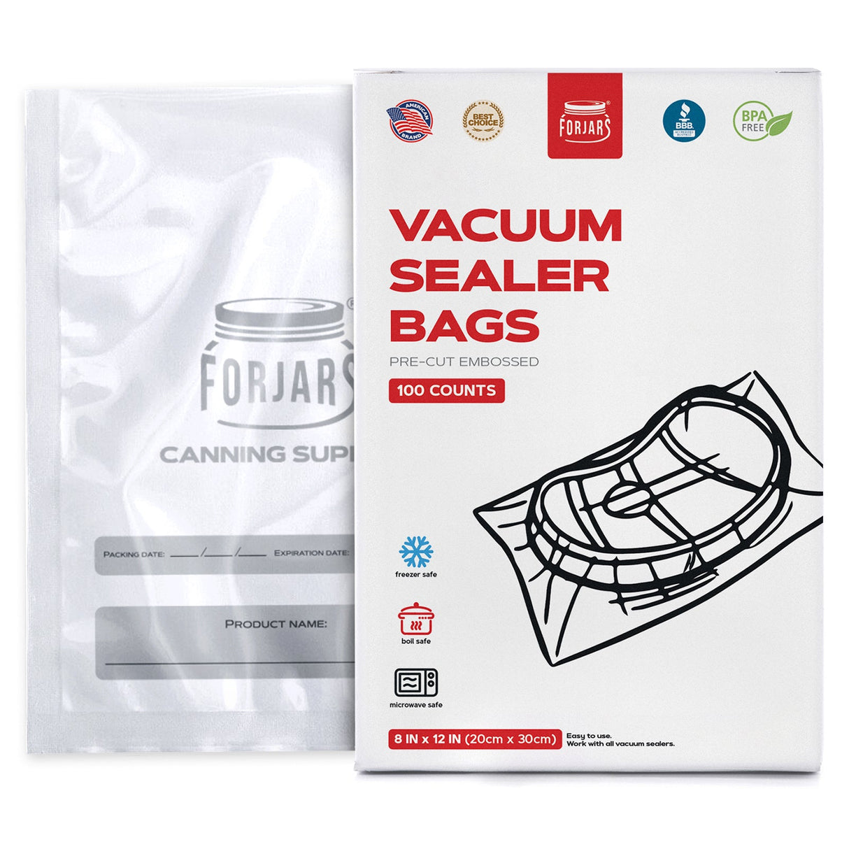 100 count 8x12 Vacuum Sealer Bags