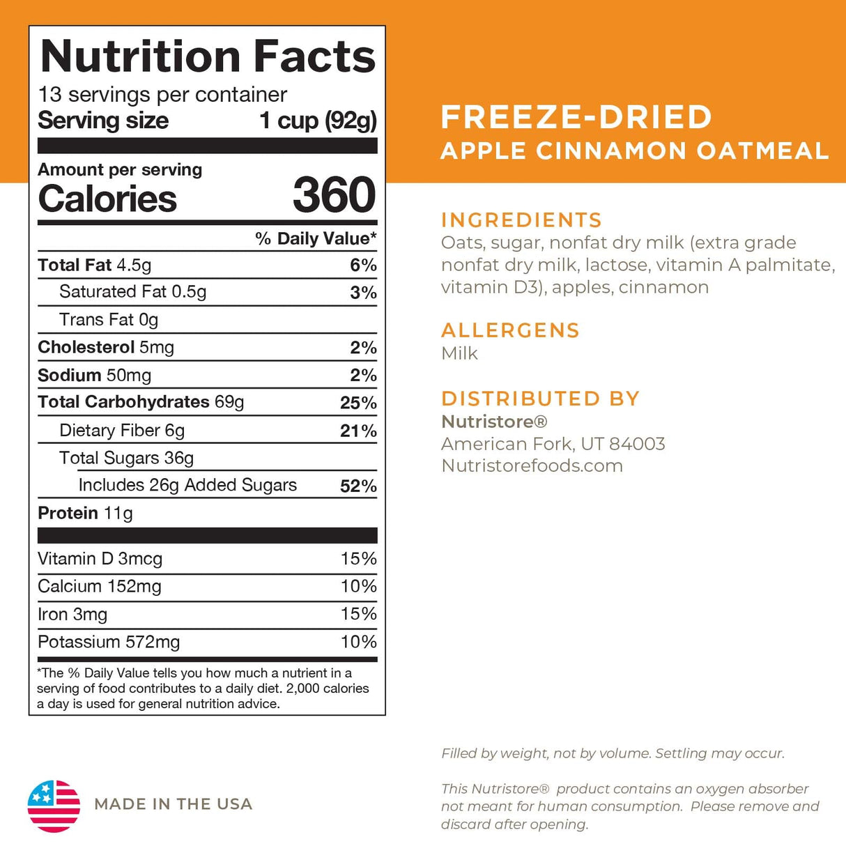 Apple Cinnamon Oatmeal Freeze Dried - #10 Can