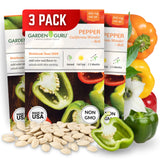 Garden Guru California Wonder Bell Pepper Seeds 3-Pack - Non-GMO
