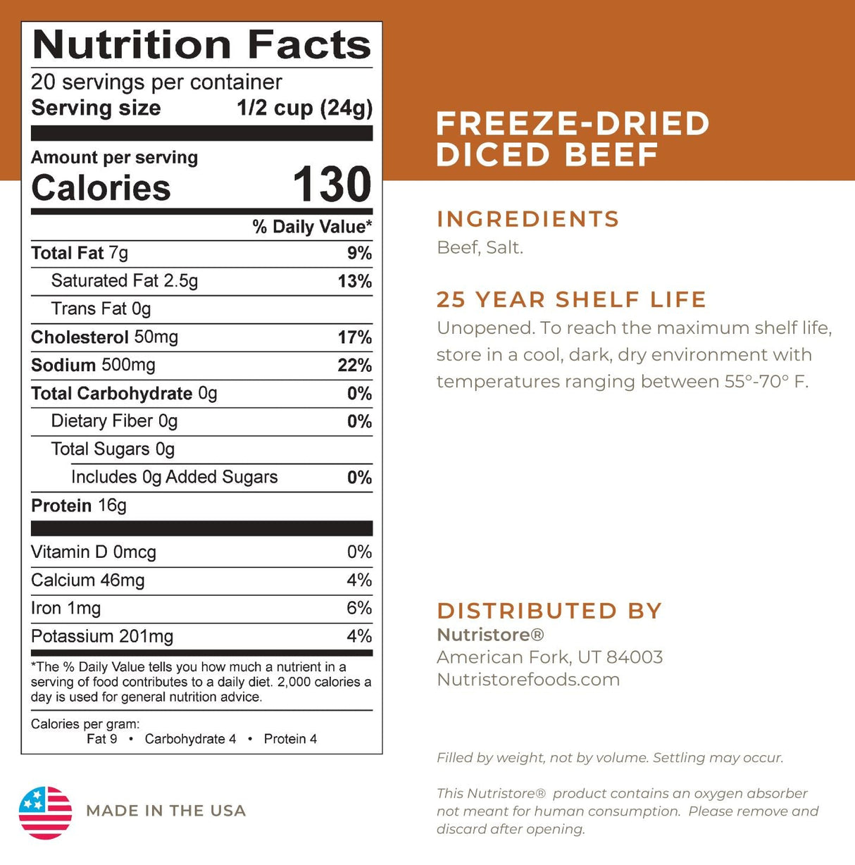 Beef Dices Freeze Dried - #10 Can