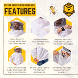 Classic Cotton Beekeeping Jacket with Round Veil