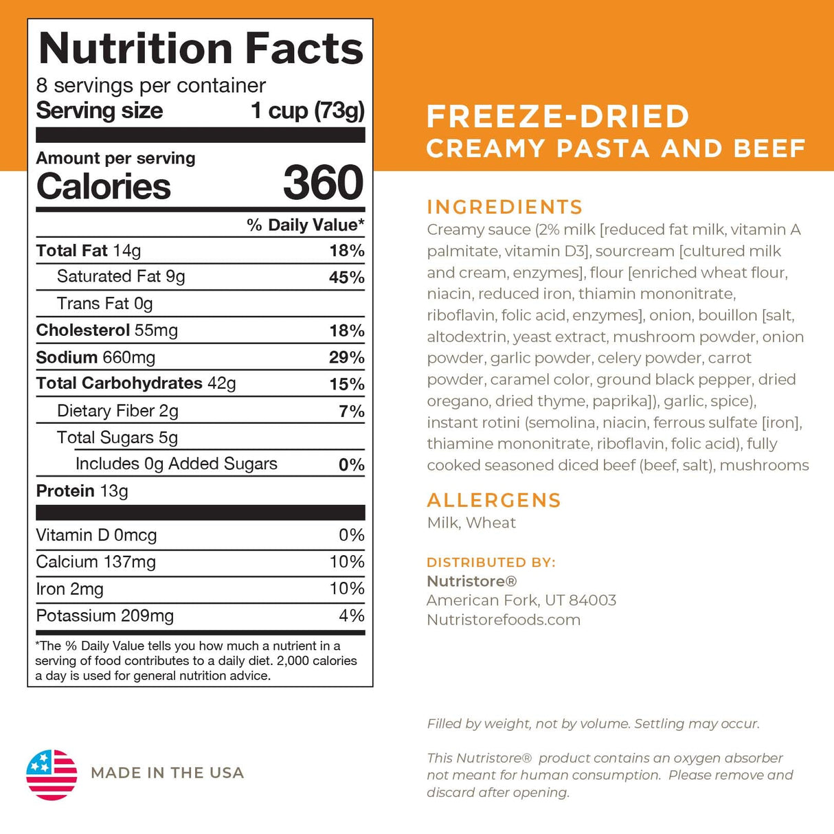 Creamy Pasta and Beef Freeze Dried - #10 Can