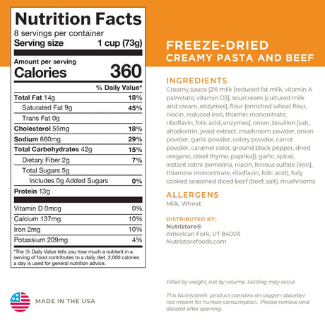 Creamy Pasta and Beef Freeze Dried - #10 Can