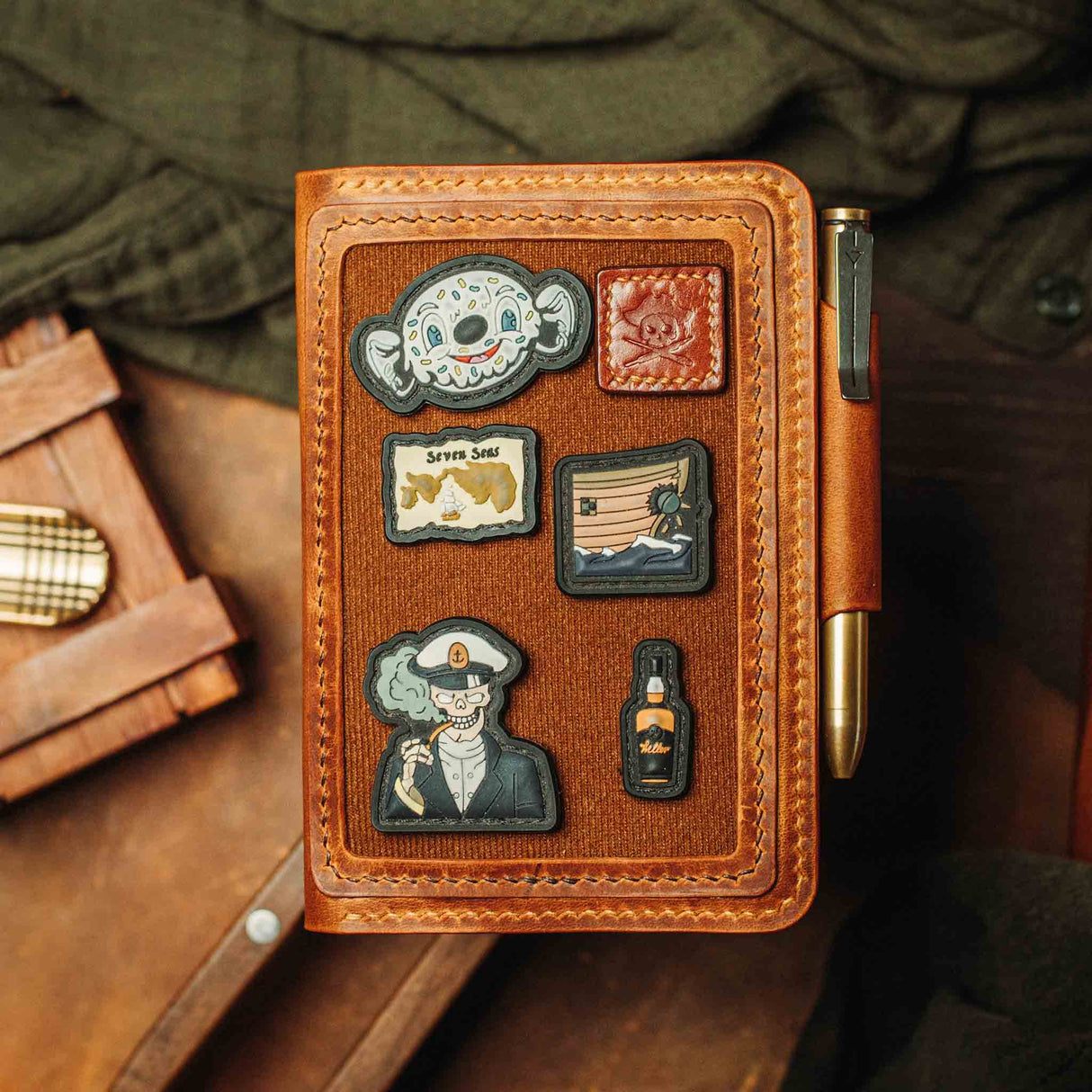 Pirate Goods Quartermaster v2 Passport Wallet – Leather Travel EDC Organizer with Velcro Panel & Field Notes Holder